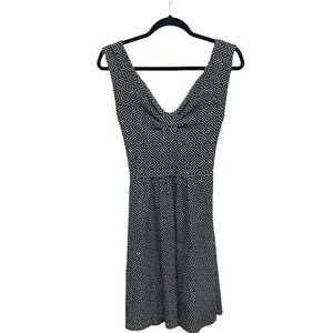 Anthropologie Postmark Open Back Dress Blue and White Diamond Stitch Size 4